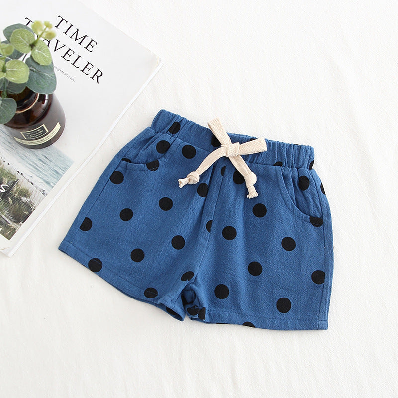 Summer New Children's Multi-color Cotton Dot Pants Boys And Girls Baby Cotton And Linen Shorts Trendy Suitable for 0-2 Years Old