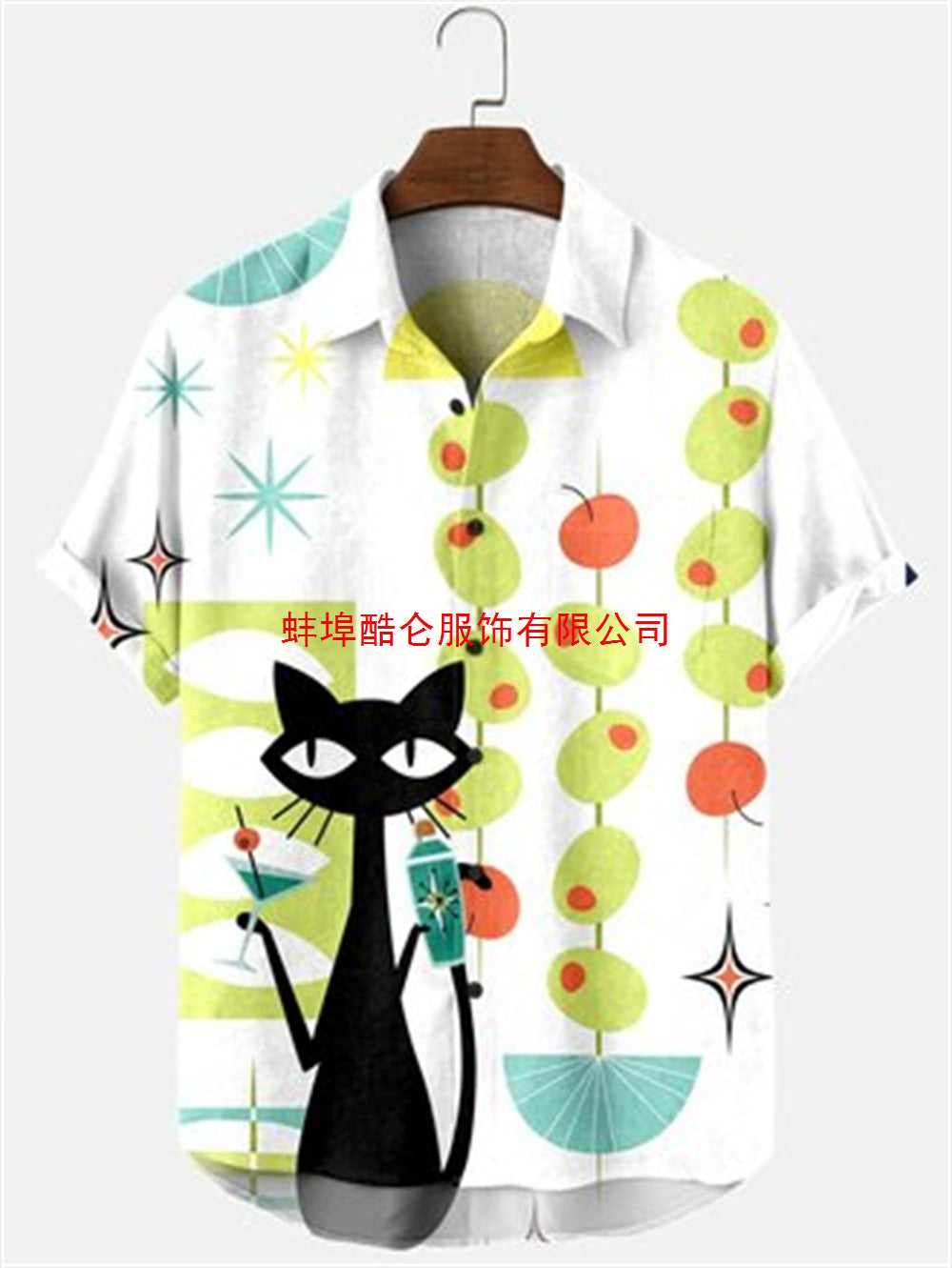 Men's 3D digital printing short-sleeved shirt top cross-border AliExpress hot sale animal Cat series cardigan