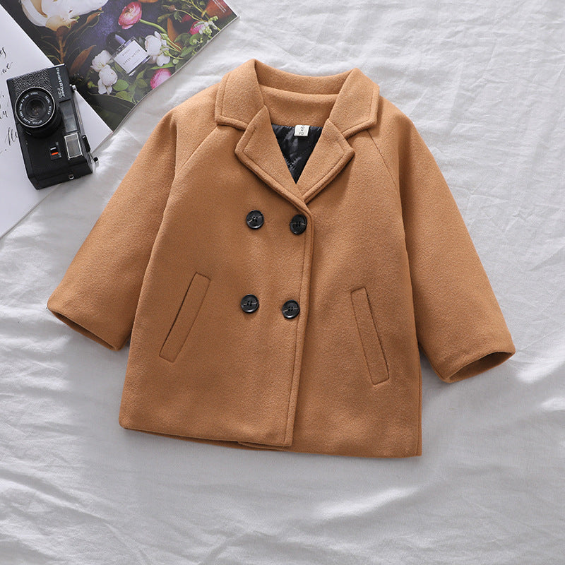 Autumn Winter Boys' Solid Plaid Coat