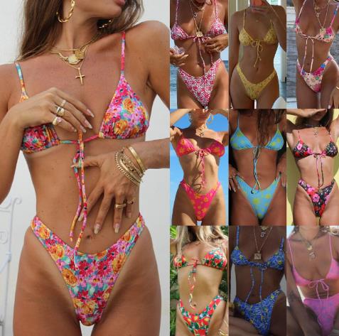 Rinabe Floral Print Bikini 2024 Biquinis Feminino Swimsuit Women Bathing Suit High Waist Bikini Set Swimwear Sexy Bikinis Summer