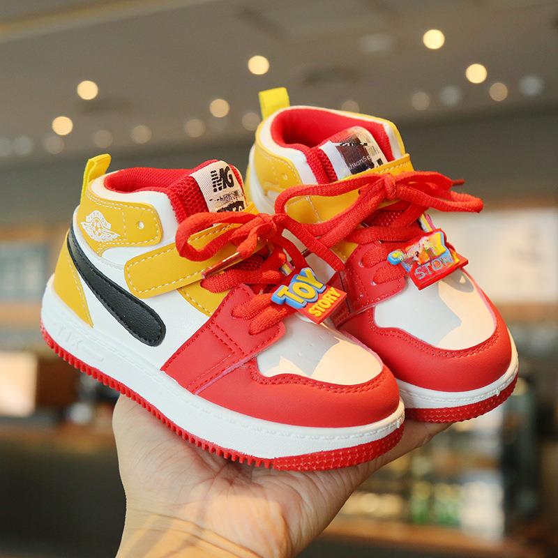 Children's Sneakers 2024 Spring Boys Casual Board Shoes High-top Non-slip Girls' Basketball Shoes Soft-soled Baby Shoes