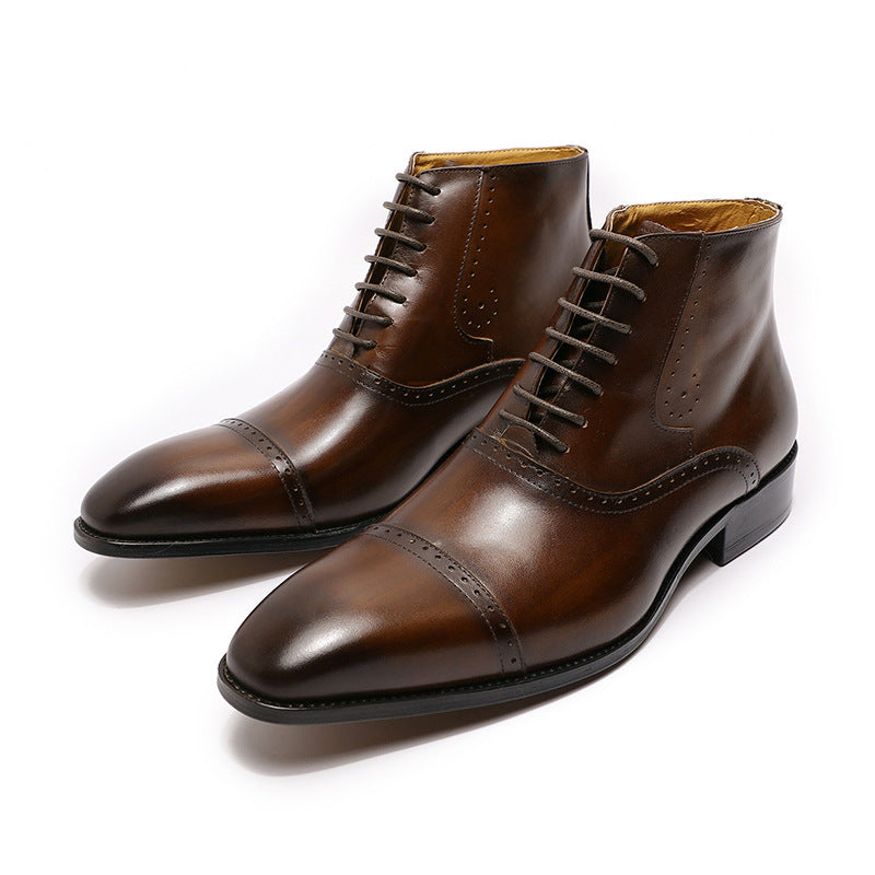 Large Size Lace-up Martin Boots Leather Men's Shoes