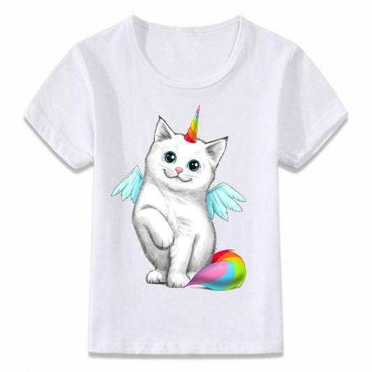 Children T Shirt Unicorn Cat and Pug T-shirt kids summer clothes Boys and Girls Toddler top Tees olome8271