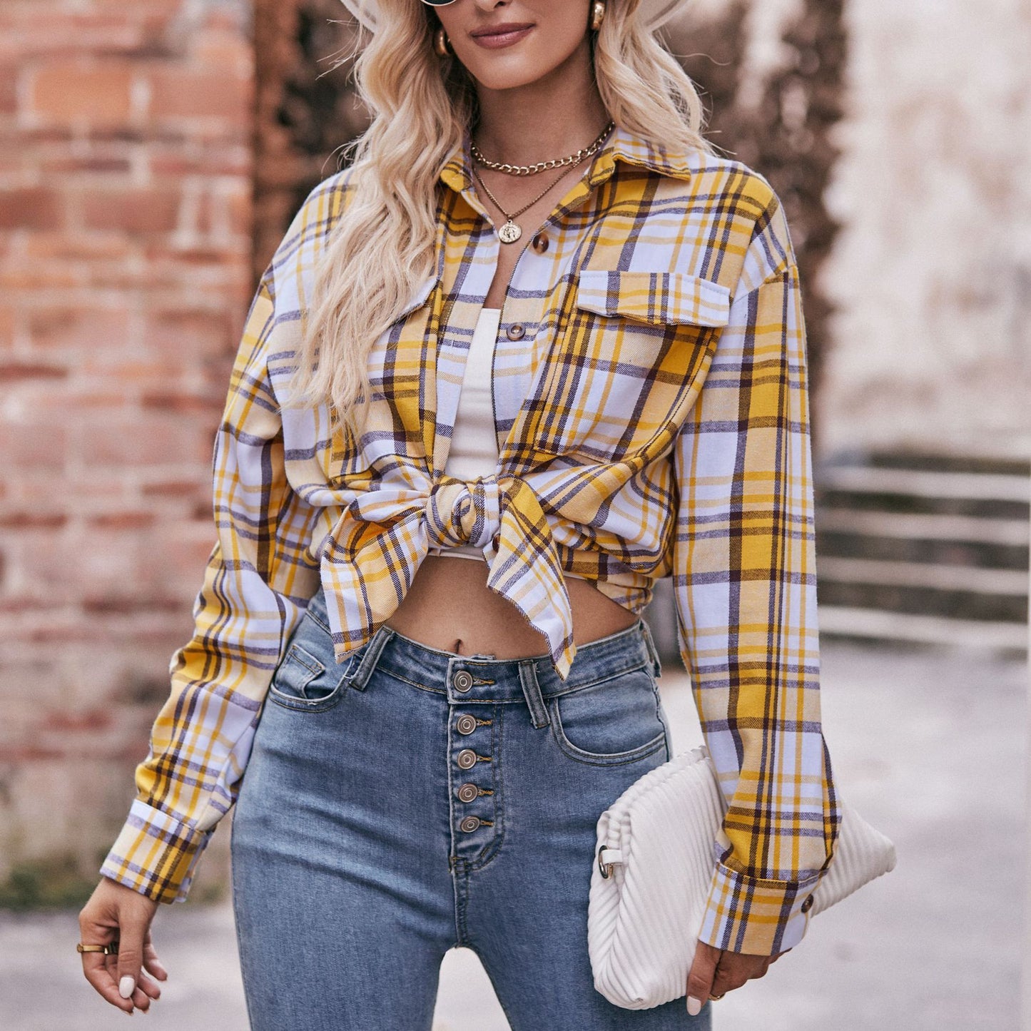 Women's Autumn and Winter New Cross-border European and American Casual Fashion Oversize Loose Plaid Shirt