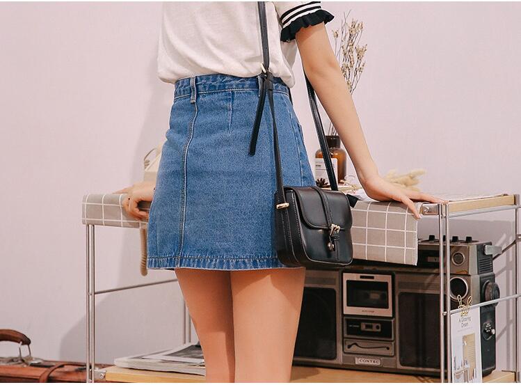 Denim Skirt High Waist A-line Mini Skirts Women 2020 Summer New Arrivals Single Button Pockets Blue Jean Skirt Style Saia Jeans