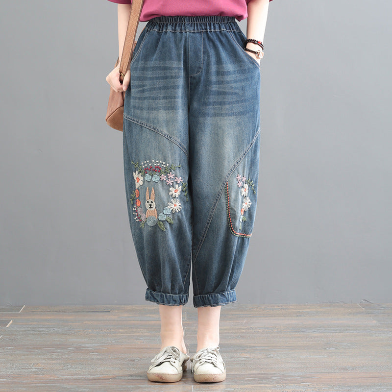 Jeansspring Loose Plus Size Harem Pants Casual Print