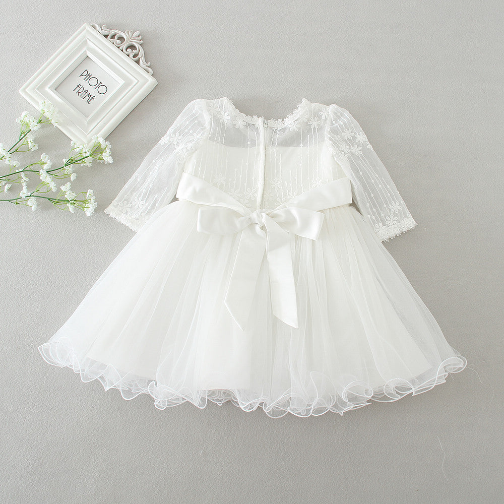 Long Sleeve Baby Wedding Dress Gauze Skirt