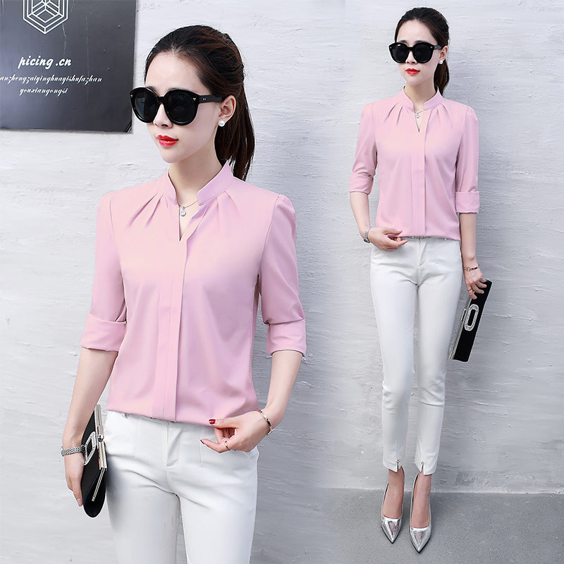 2023 Spring and Autumn New Women's Shirt Korean Long Sleeve Fashionable Casual Base Loose Slimming Red Chiffon Shirt for Women