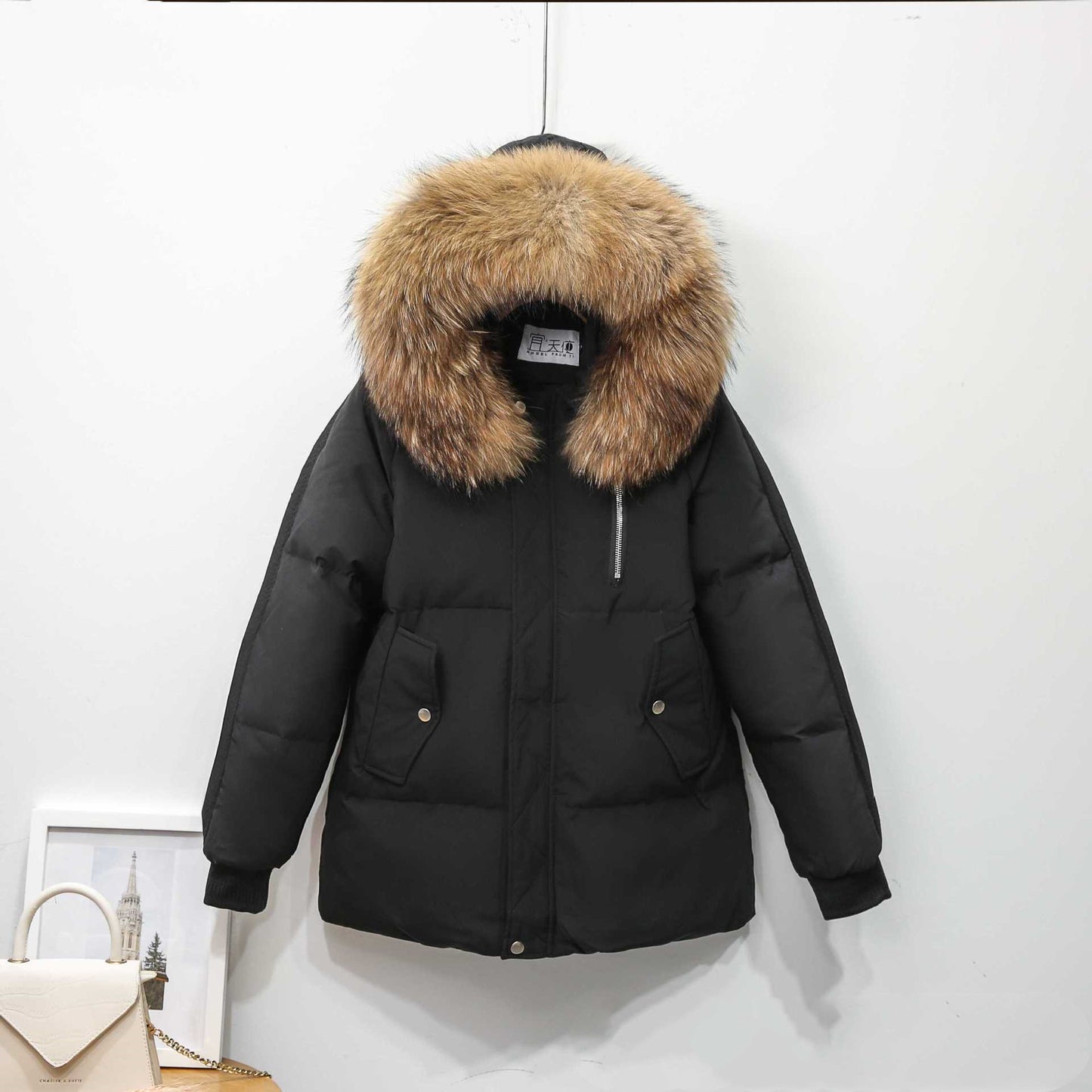 Down Jacket Women's Short Style Show Thin Big Hair Collar Coat Women