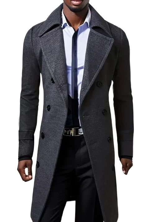 2024 European and American Fashion Autumn and Winter Men's Woolen Jackets Double-breasted Long Men's Clothes