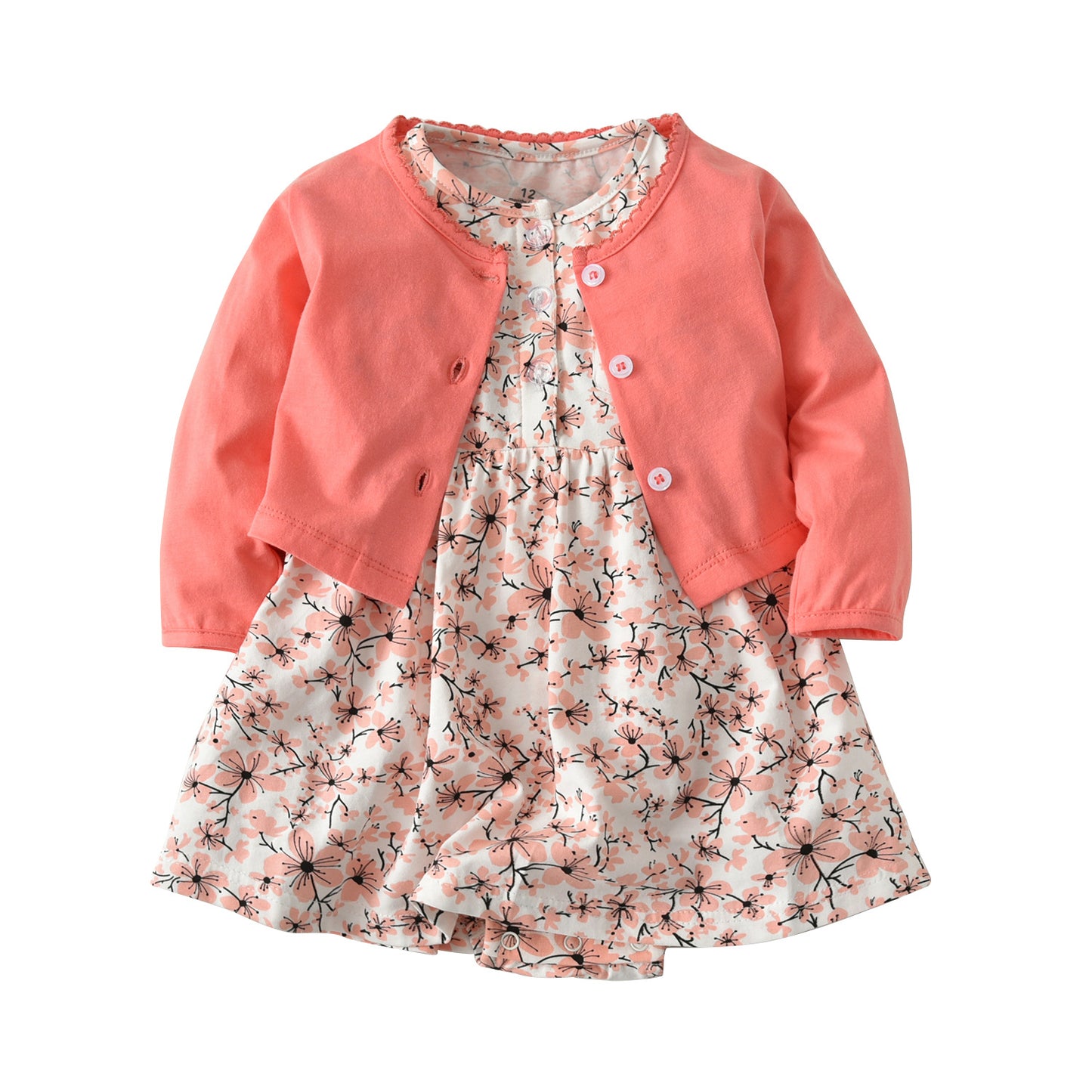 Baby long sleeved nubao ha two piece floral skirt Siamese Siamese cotton fabric newborn climb clothes