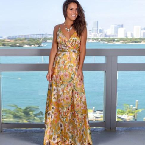 Women Maxi Dress High Slit Sleeveless V Neck Summer Dress Beach Holiday Casual Long Dress eDressU LQ-2301