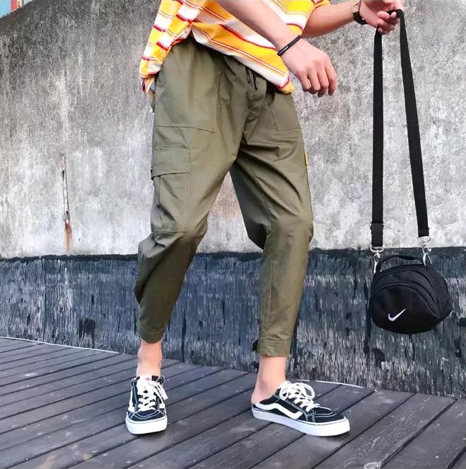 Men's nine pants loose Velcro beam pants autumn overalls men's casual harem pants
