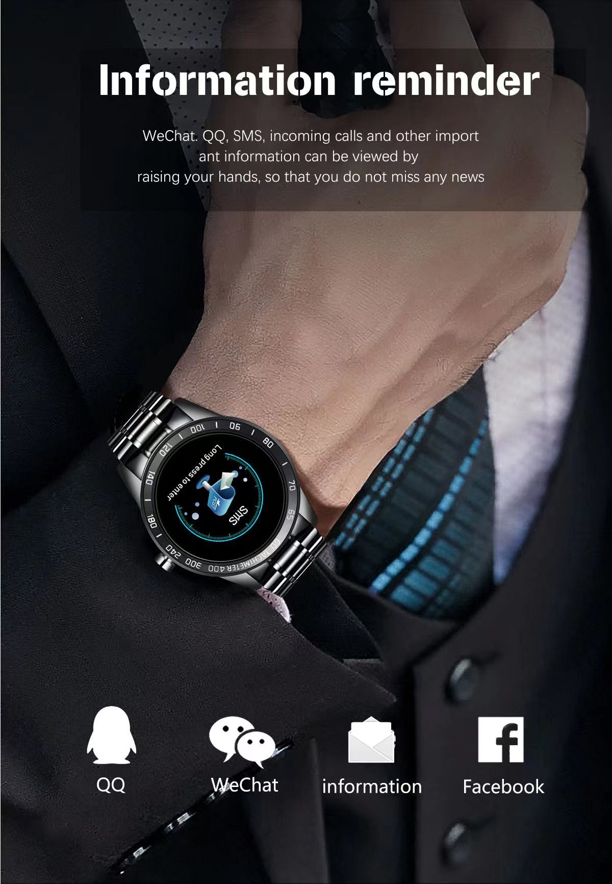 JS Smartwatch Smart Watch For Men Health Monitor Motion Tracking Blood Pressure Waterproof Bluetooth Call Connected Watch Man