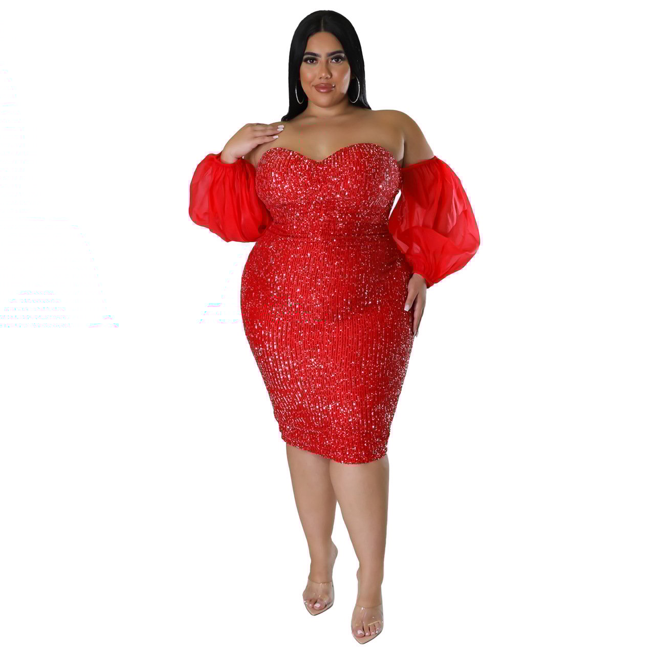 Tube Top Mesh Solid Color Evening Dress Tight