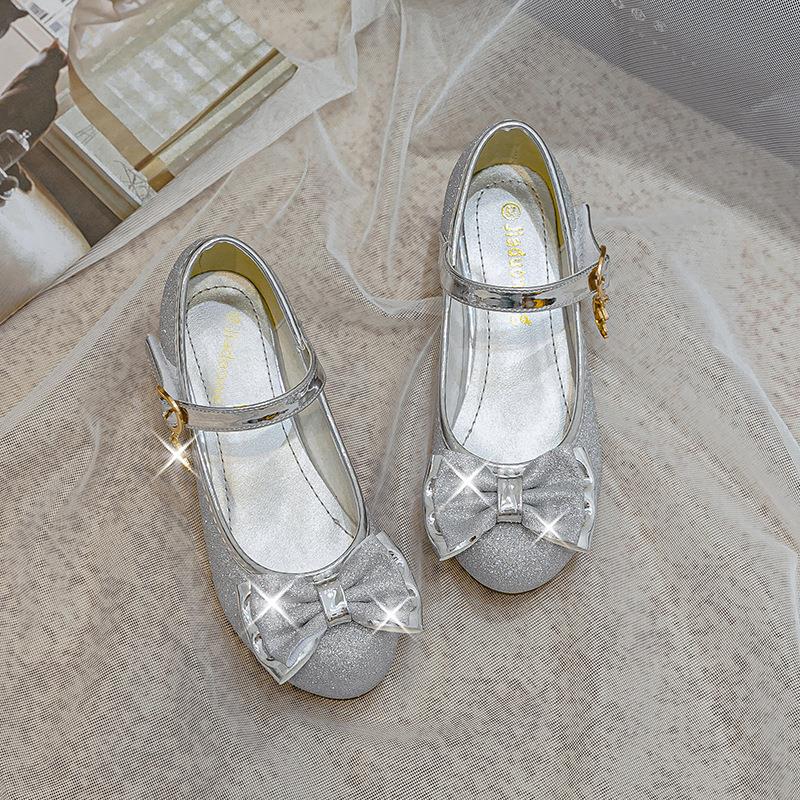 Girls Princess Shoes Little Girls Crystal Leather Shoes 2024 Spring and Autumn New Children Shoes High Heel Shoes Baby Children's Shoes