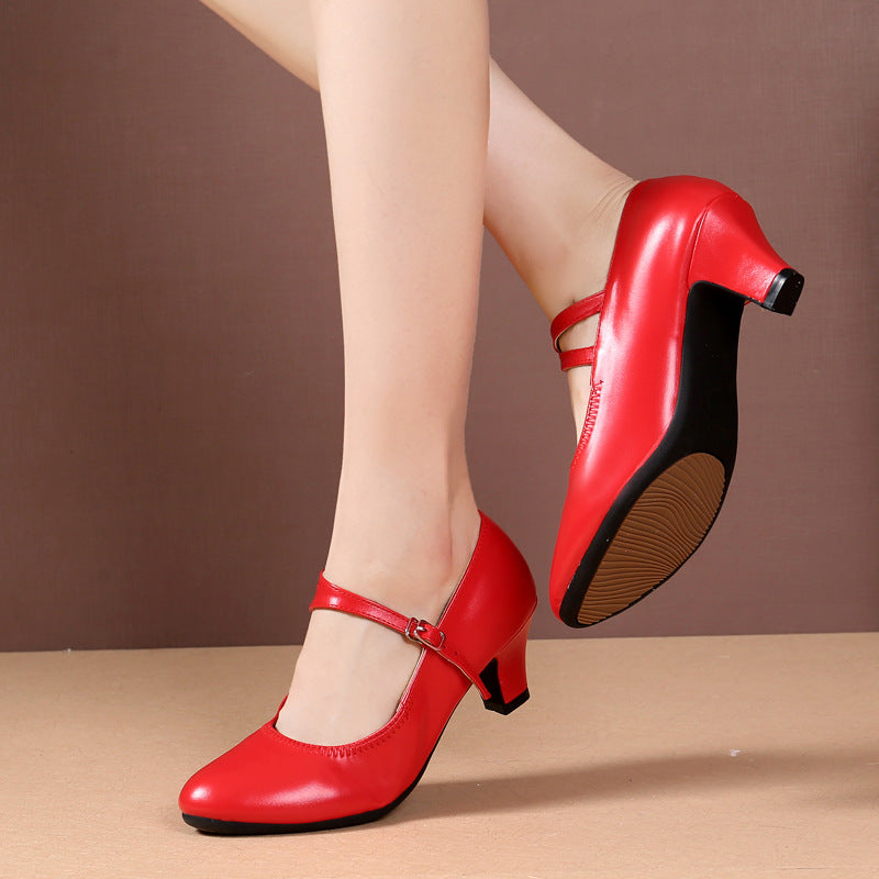 New Square Dance Shoes Genuine Leather Women's Dance Shoes Adult Latin Dance Shoes Women's Ballroom Dance Shoes Sailor Dance Shoes