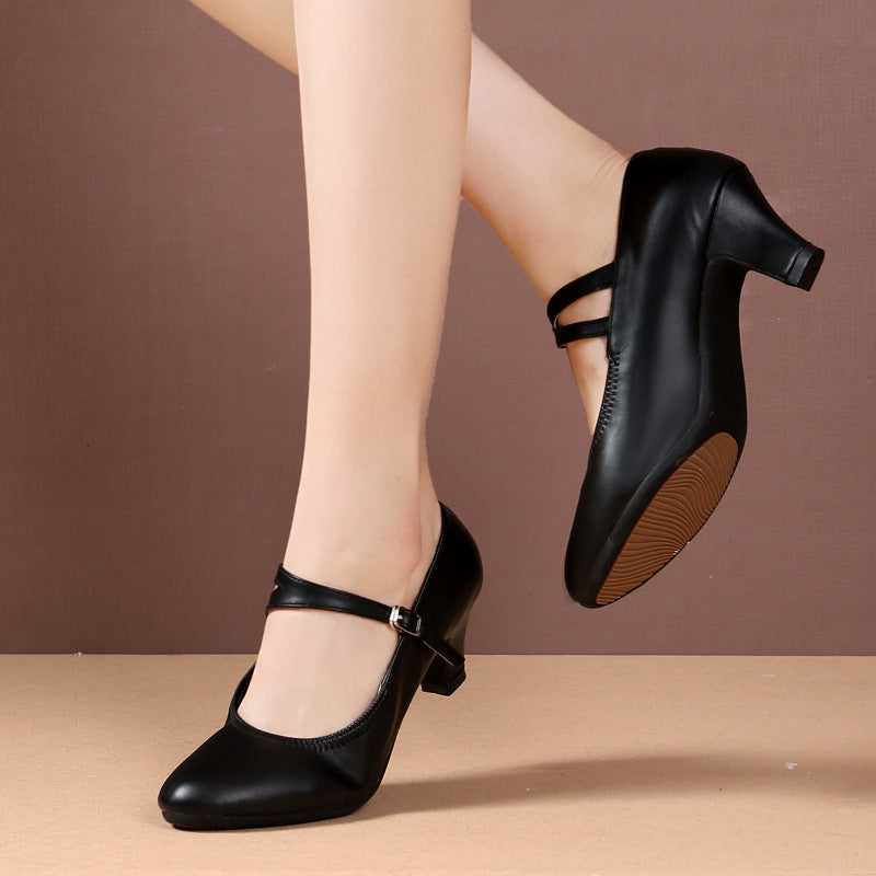 New Square Dance Shoes Genuine Leather Women's Dance Shoes Adult Latin Dance Shoes Women's Ballroom Dance Shoes Sailor Dance Shoes