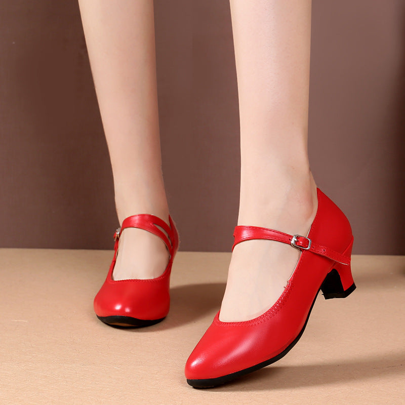 New Square Dance Shoes Genuine Leather Women's Dance Shoes Adult Latin Dance Shoes Women's Ballroom Dance Shoes Sailor Dance Shoes