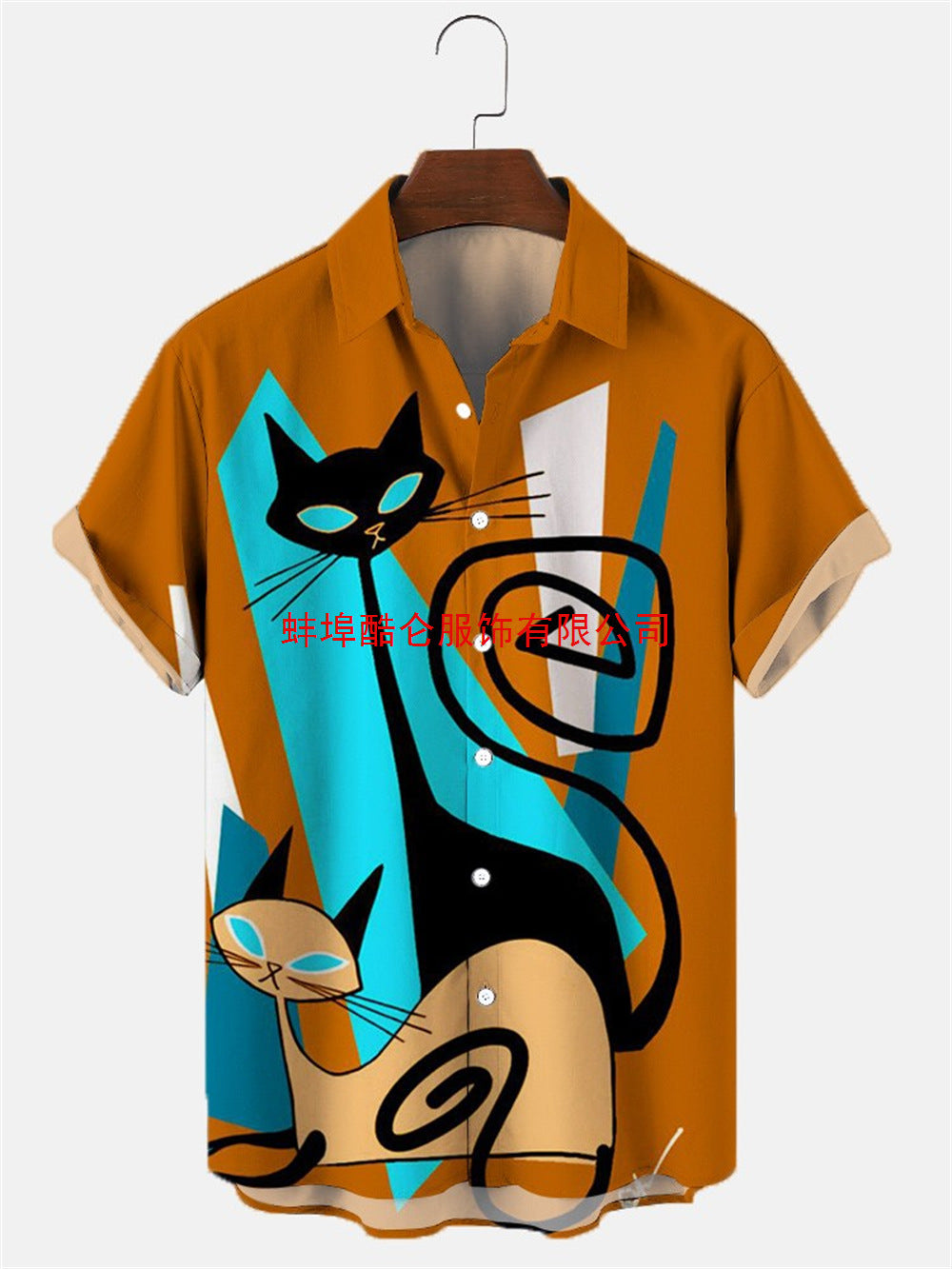 Men's 3D digital printing short-sleeved shirt top cross-border AliExpress hot sale animal Cat series cardigan