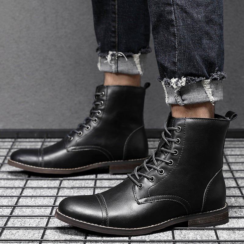 Men's Martin Boots Men's Shoes Pointed Toe Retro Leather Boots