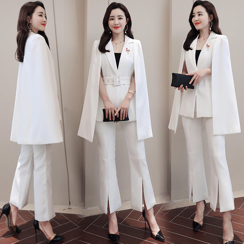 Solid color casual top and trousers suit