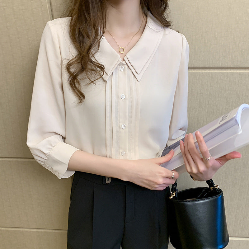 Double Layer Doll Collar Shirt Women's Design Sense 2021 Summer Japanese and Korean Style New Korean Style Half Sleeve Chiffon Shirt