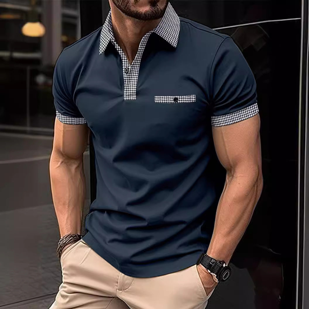 Summer Men's Short-sleeved Polo Shirt Button Color Blocked Men's Sports Polo Shirt
