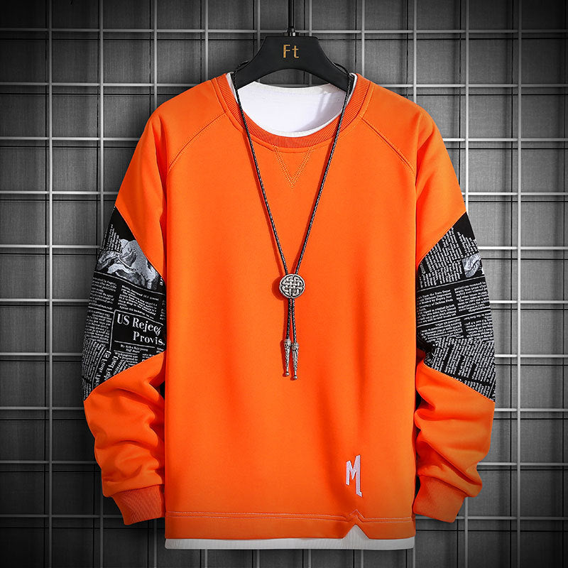 Men's Sweater Spring and Fall New Casual Youth Handsome Long-sleeved T-shirt Round Neck Trend Tops