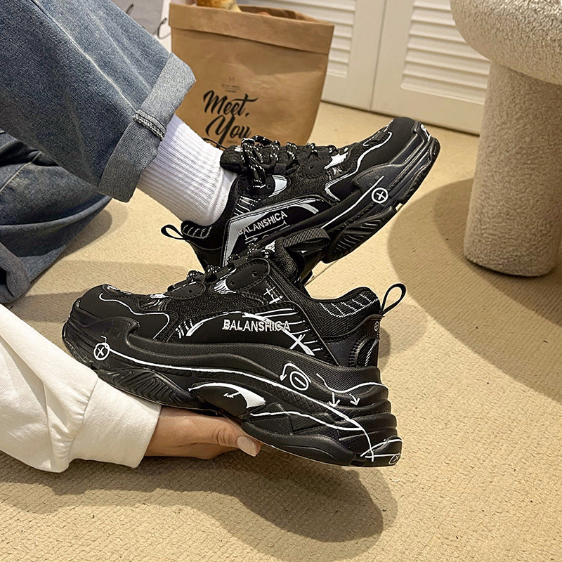 Paris series Four Seasons New thick bottom graffiti daddy shoes couple fashion casual sneaker trendy 9953