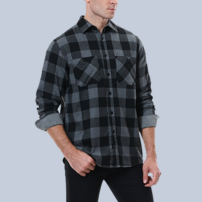 English Style Vintage Men Clothing Plaid Shirt Spring Autumn New Harajuku Long Sleeves Streetwear Fashion Business Casual Tops