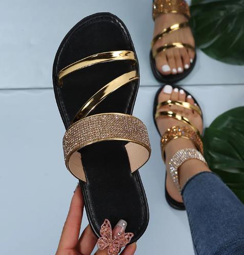 Pantuflas de mujer con plataforma y adornos de strass