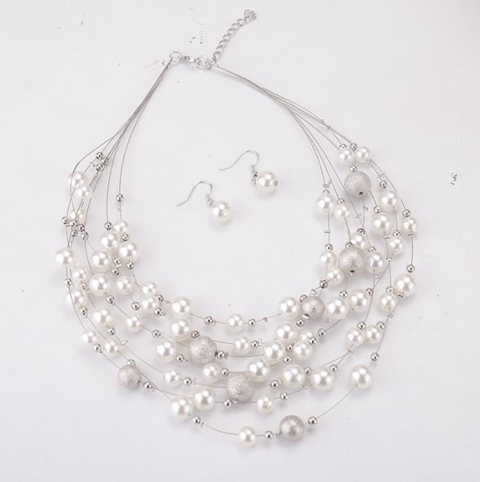 Multilayer pearl necklace pendant