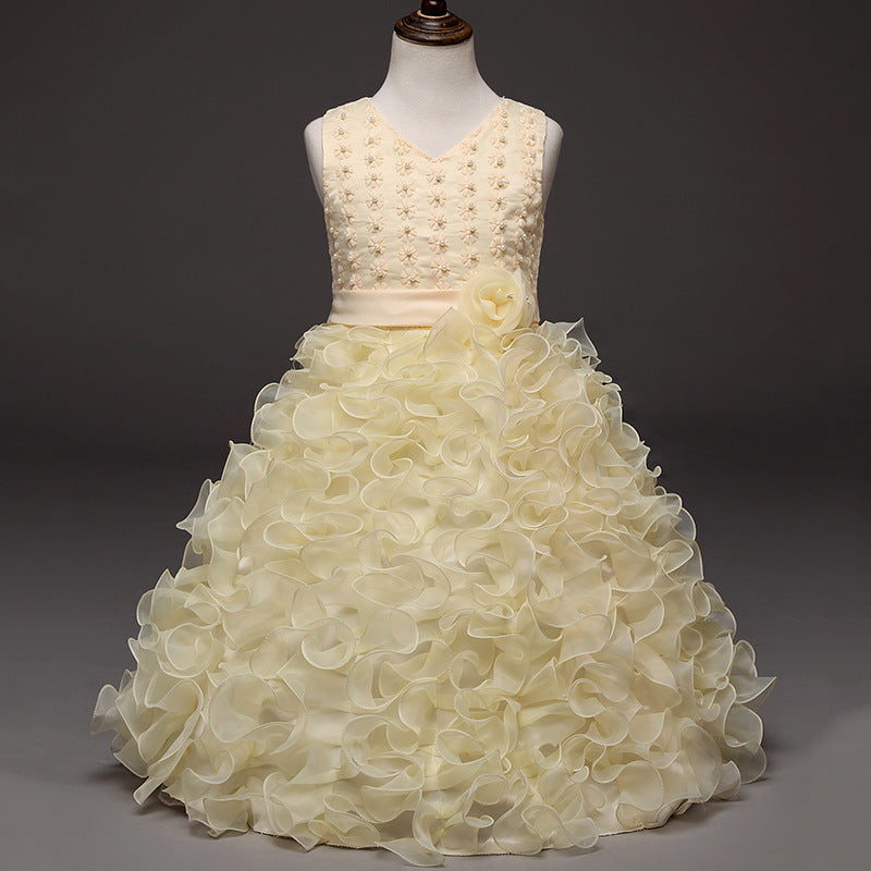 Flower girl dress skirt embroidered princess dress sleeveless dress wedding dress skirt