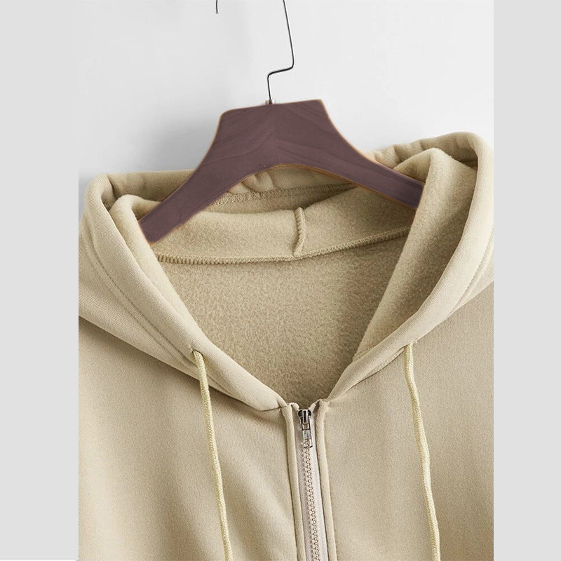 Women's Sports Fleece Large Size Coat Thickened Warm Cardigan Zipper Hooded Jacket Sweatshirt