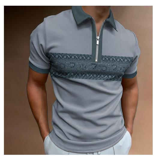 Cross-border ebay foreign trade popular summer lapel Polo shirt 3D digital printing casual men& T-shirt zipper men& clothing