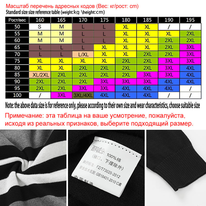 Sweater Men Pullover Cotton Striped Sweaters Male Autumn Winter Fashion Jersey Mens Sweaters Basic Boy Jumpers Plus Size 5XL