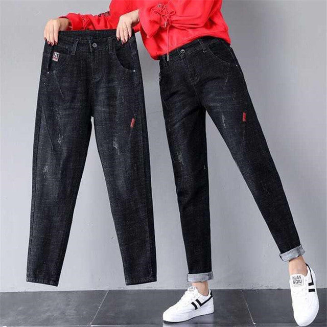 2022 Spring Autumn Women Jeans Denim Pants Fashion High Waist Harem Pants Female Trousers Streetpants P295