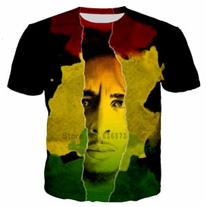 2023 New Summer Fashion Hip Hop T-shirt Reggae Originator Bob Marley 3D Printed Men Women Casual O-Neck Oversized T Shirt Tops