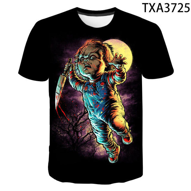 2023 Summer Bride of Chucky 3D Printed Tshirt Round Neck T Shirt Harajuku Streetwear Boys Girls Cool Tops Funny Design T-shirt