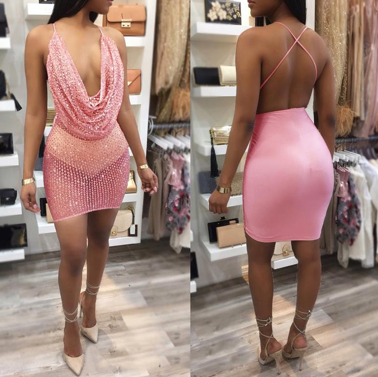 sequins hollow perspective sexy sling large size dress bag hip night shop skirt