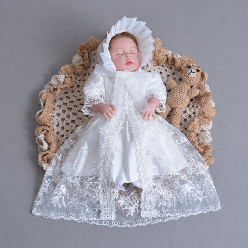 Cross border for fast selling baby princess dress, baby wash gown, lace dress, three sets of full moon skirt