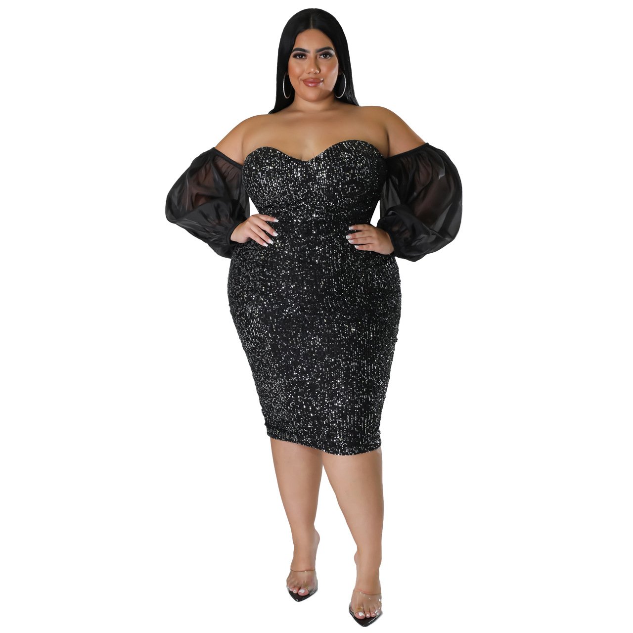 Tube Top Mesh Solid Color Evening Dress Tight