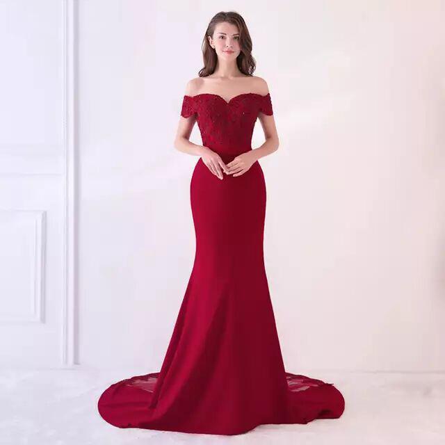 2022 foreign trade new one-shoulder bride wedding dress banquet elegant princess fishtail evening dress female