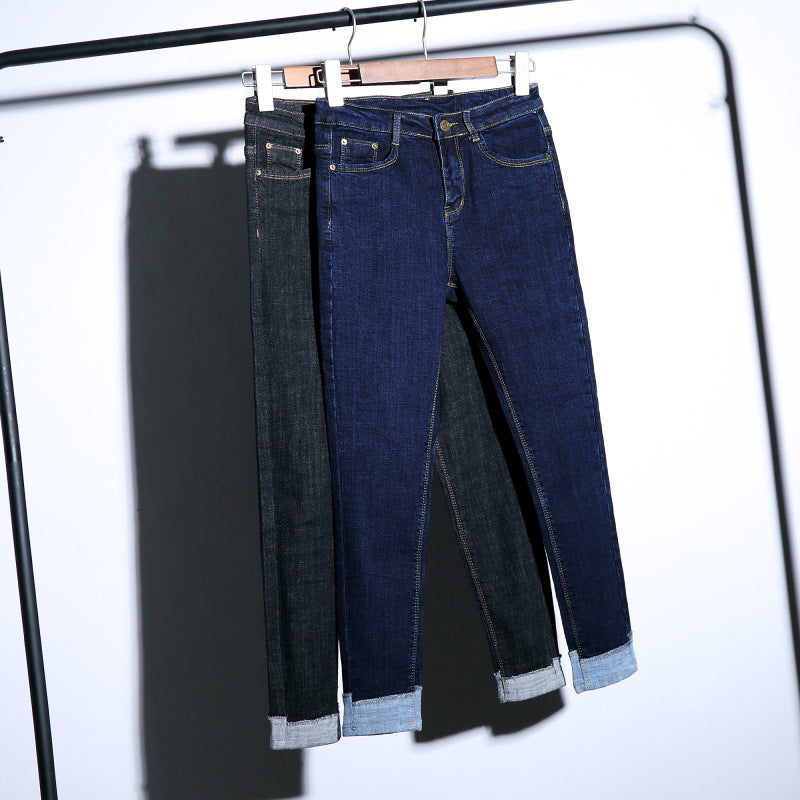 In the spring of new high waisted skinny jeans nine Korean curling pants jeans