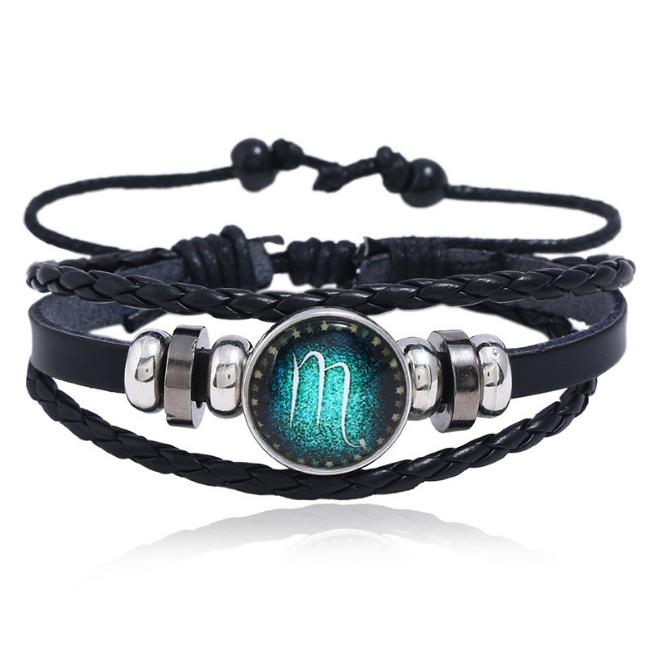 Twelve Constellations Bracelet for Men and Women Jewelry Handrope Chaozhou Nocturnal Personality Hand String for Couple''s Bracelet Birthday Gift