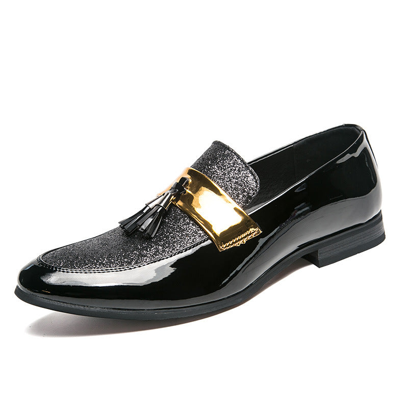 Hairstylist Male Shoe Club Pointed Tassel Foot Pedals Small Leather Shoes