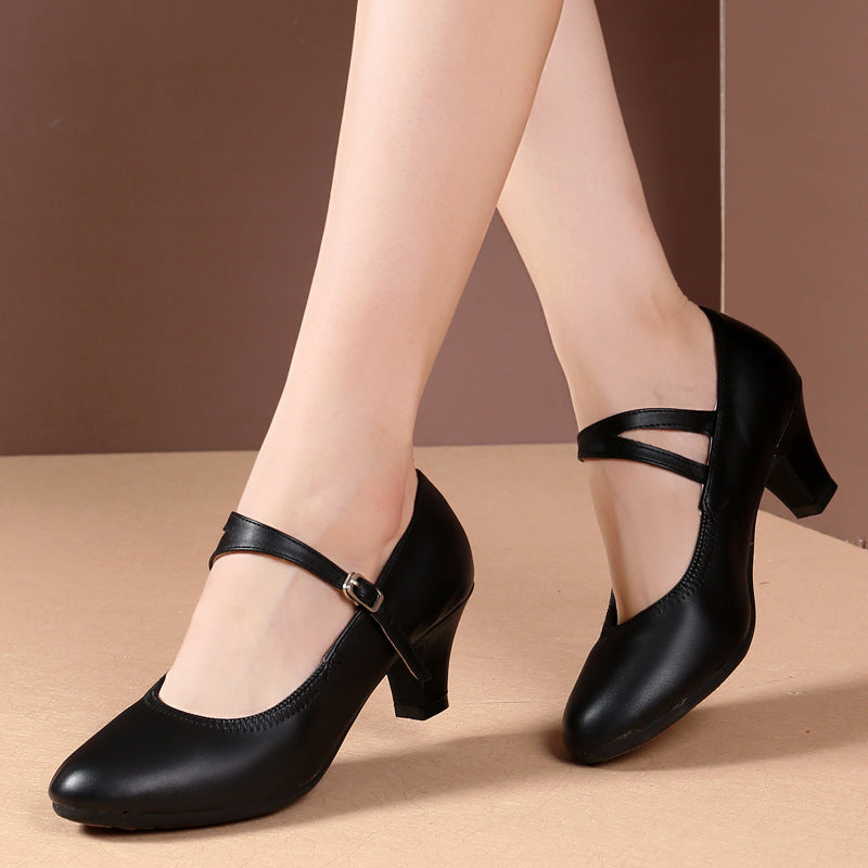 New Square Dance Shoes Genuine Leather Women's Dance Shoes Adult Latin Dance Shoes Women's Ballroom Dance Shoes Sailor Dance Shoes