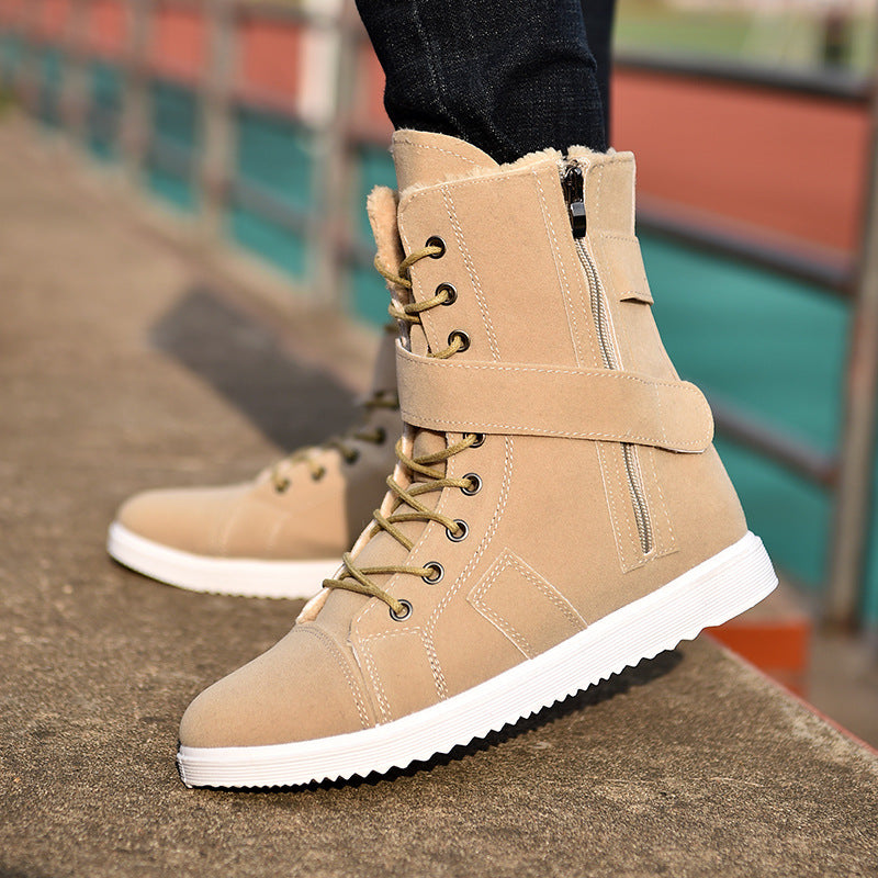 Men's Mid-cut Zipper Winter Boots Cotton Shoes