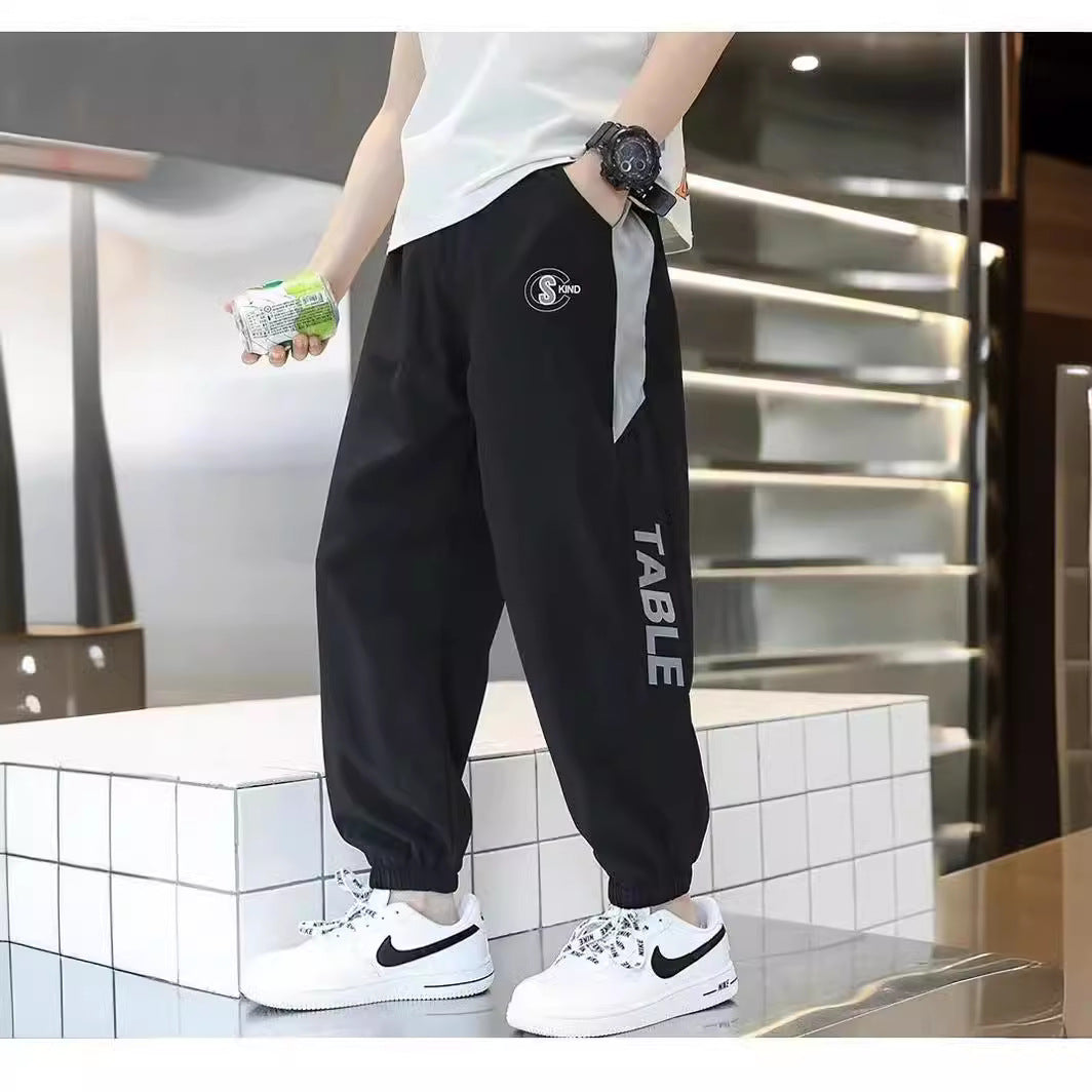 Boys" pants spring and summer thin Zhongda children"s Korean splicing Leggings fast drying children"s anti mosquito pants